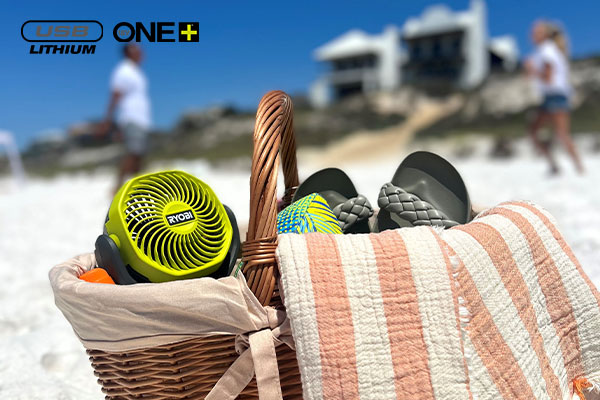 Cordless fan at beach